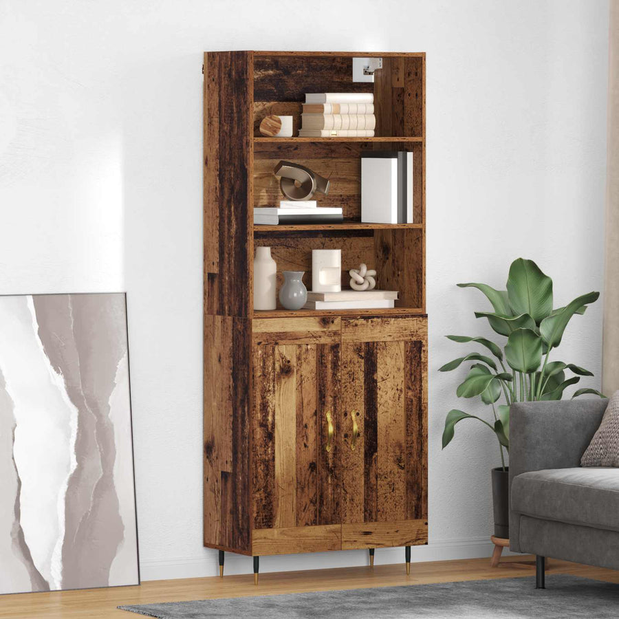 Hoge kast Oud Hout 69,5 x 34 x 180 cm Bewerkt hout