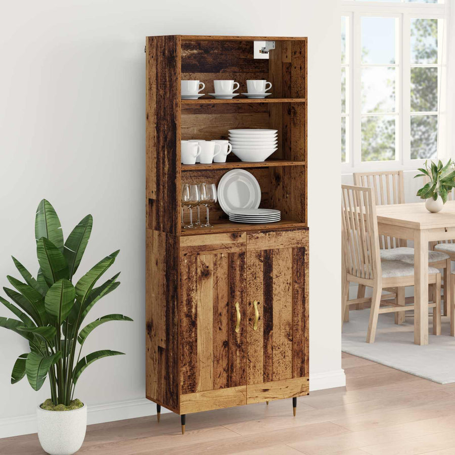 Hoge kast Oud Hout 69,5 x 34 x 180 cm Bewerkt hout