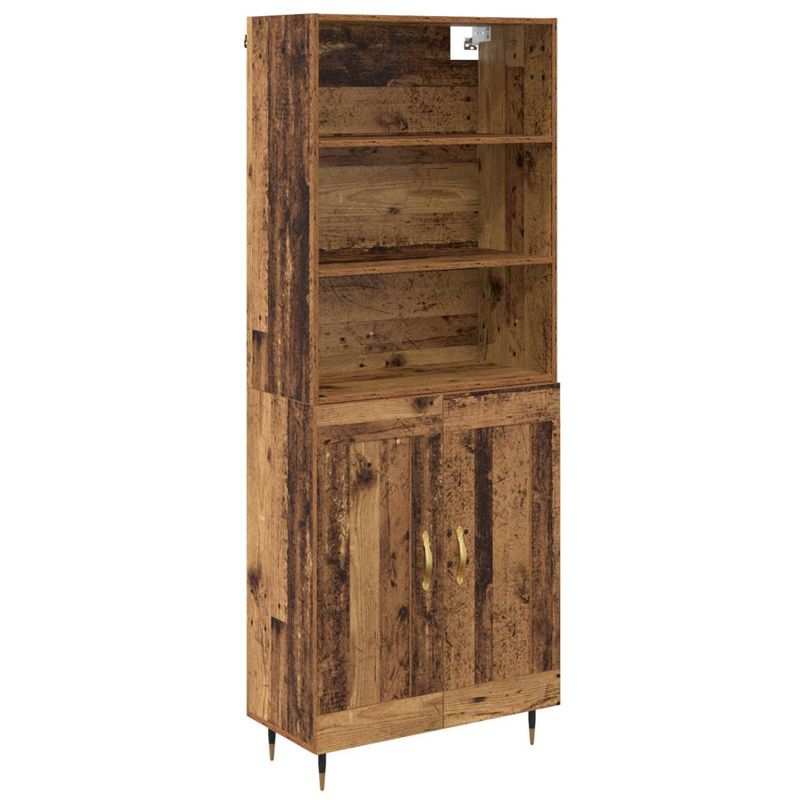 Hoge kast Oud Hout 69,5 x 34 x 180 cm Bewerkt hout