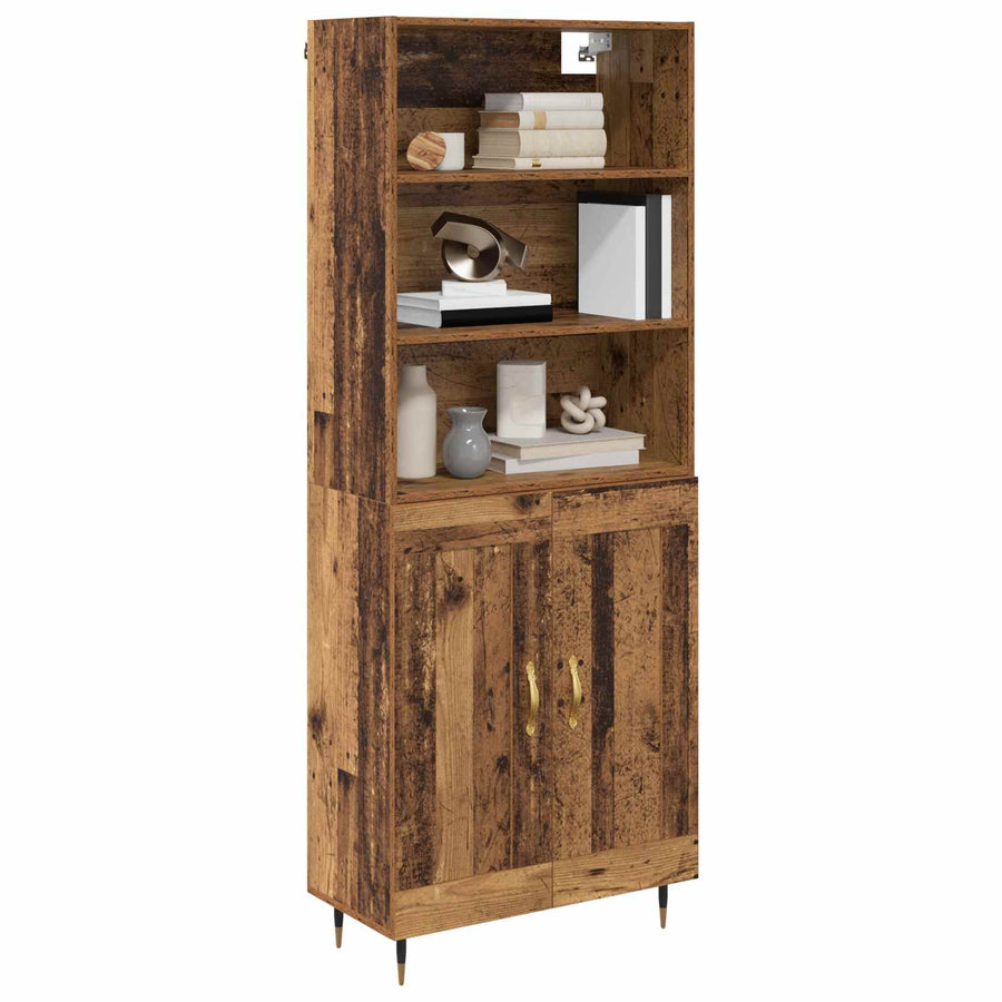 Hoge kast Oud Hout 69,5 x 34 x 180 cm Bewerkt hout