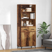 Hoge kast met lade 69,5x34x180 cm bewerkt hout