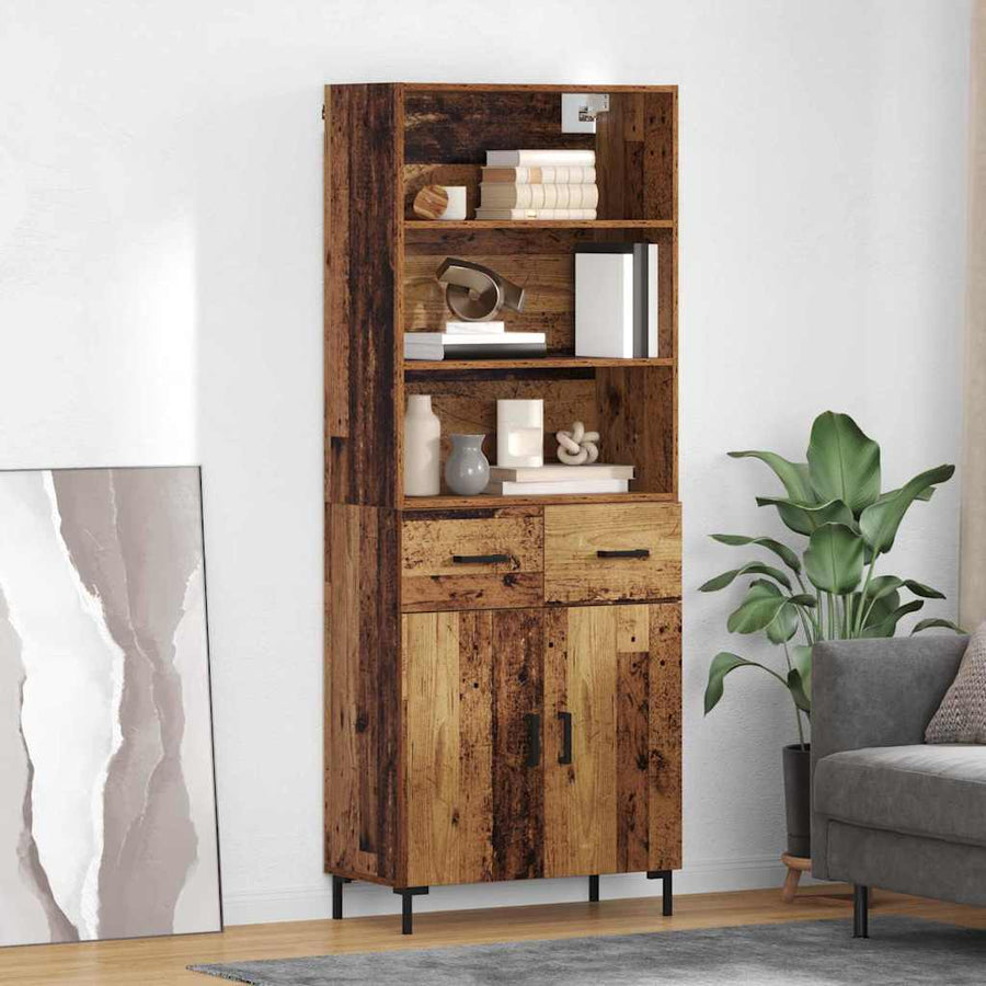 Hoge kast met lade Oud Hout 69,5 x 32,5 x 180 cm Bewerkt hout