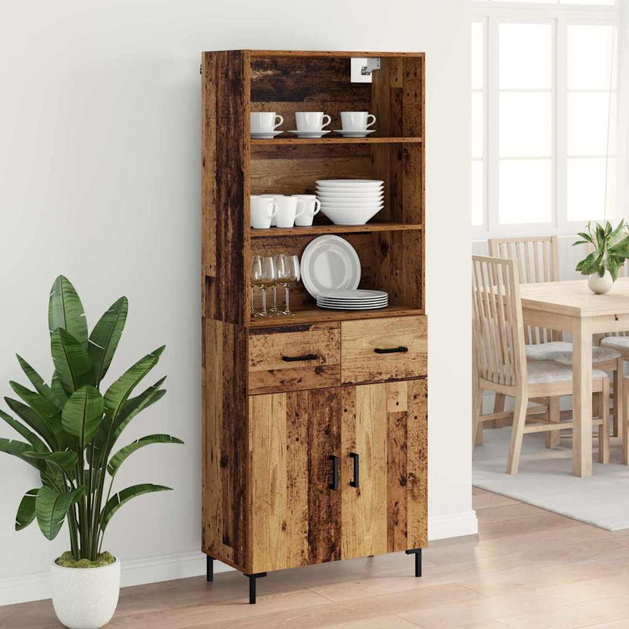 Hoge kast met lade Oud Hout 69,5 x 32,5 x 180 cm Bewerkt hout
