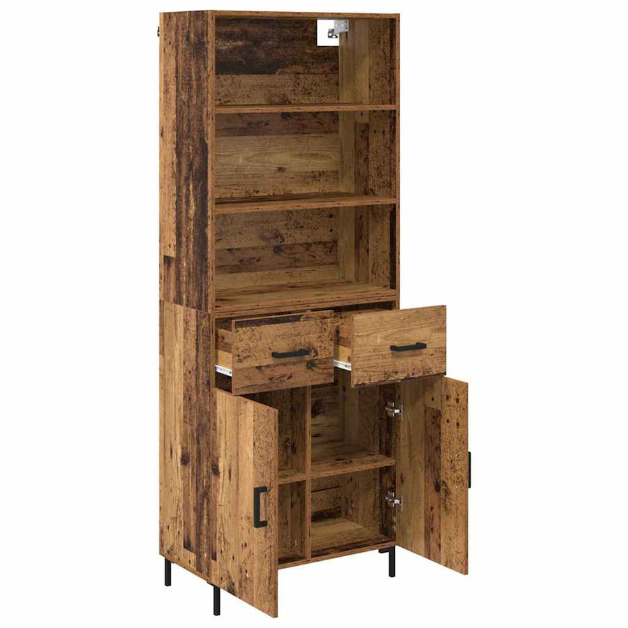 Hoge kast met lade Oud Hout 69,5 x 32,5 x 180 cm Bewerkt hout