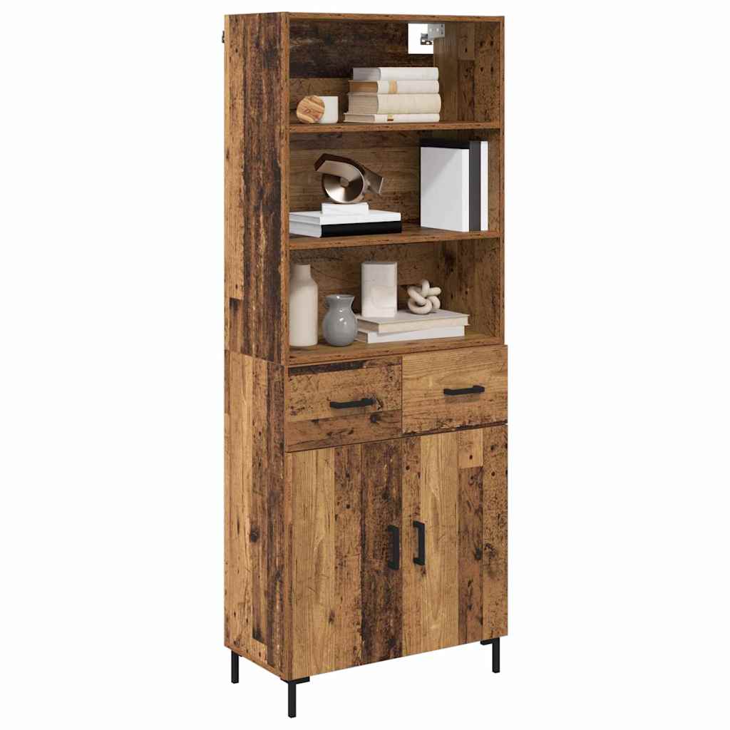 Hoge kast met lade Oud Hout 69,5 x 32,5 x 180 cm Bewerkt hout