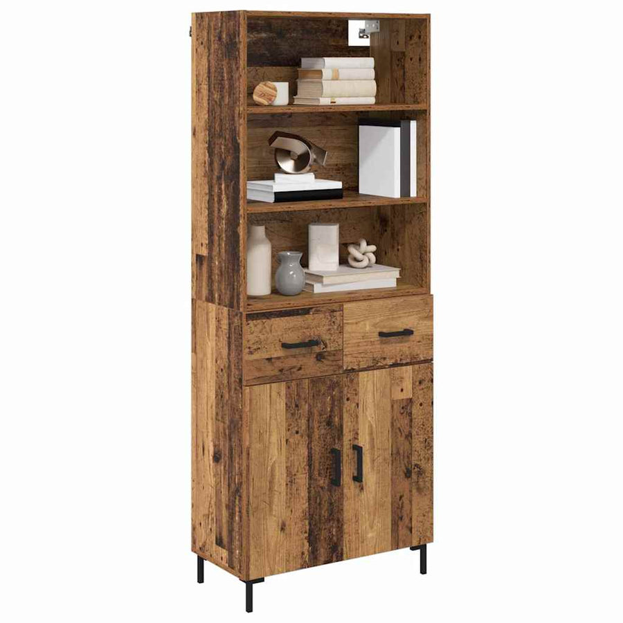 Hoge kast met lade Oud Hout 69,5 x 32,5 x 180 cm Bewerkt hout