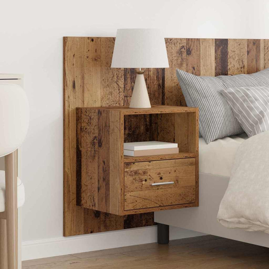 Hoofdbord Met Kast met lade 3 pcs Oud Hout Bewerkt hout