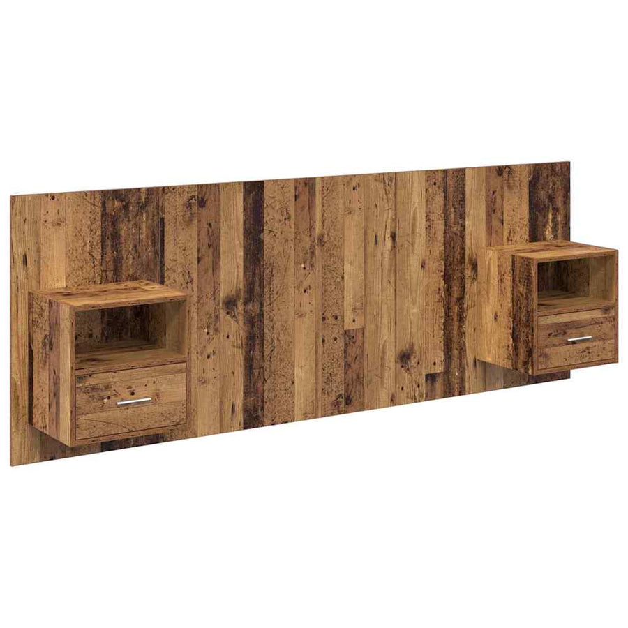 Hoofdbord Met Kast met lade 3 pcs Oud Hout Bewerkt hout