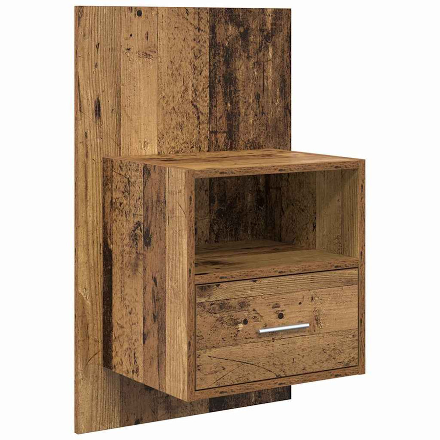Hoofdbord Met Kast met lade 3 pcs Oud Hout Bewerkt hout