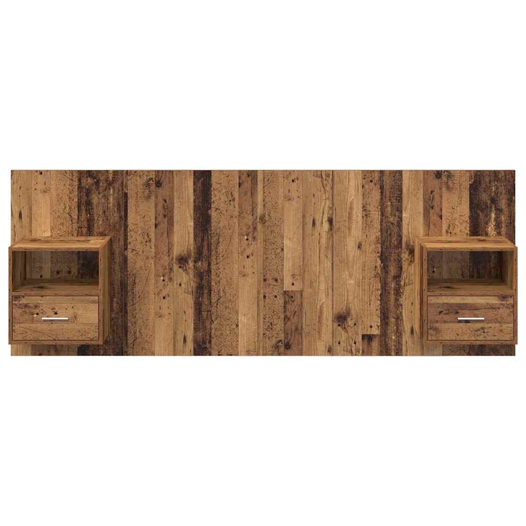 Hoofdbord Met Kast met lade 3 pcs Oud Hout Bewerkt hout