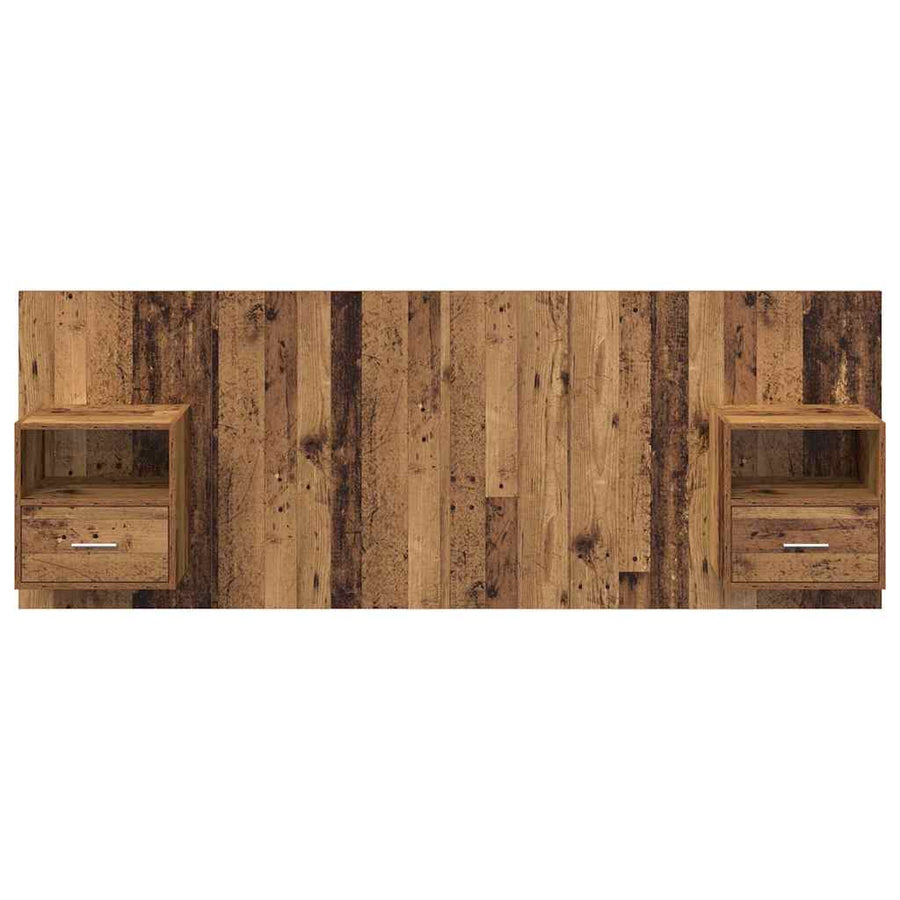 Hoofdbord Met Kast met lade 3 pcs Oud Hout Bewerkt hout