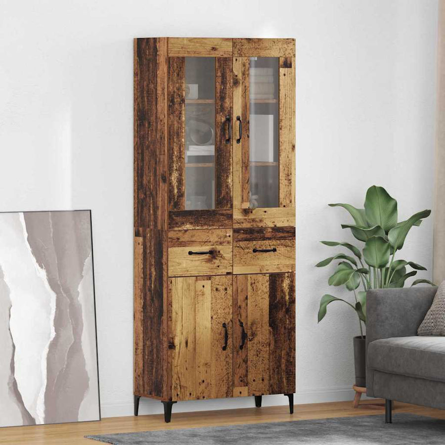 Highboard met lade Oud Hout 69,5 x 34 x 180 cm Bewerkt hout