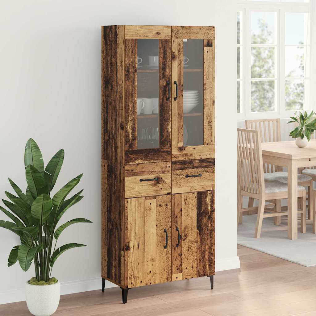 Highboard met lade Oud Hout 69,5 x 34 x 180 cm Bewerkt hout