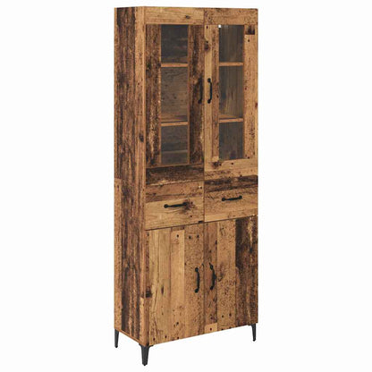 Highboard met lade Oud Hout 69,5 x 34 x 180 cm Bewerkt hout