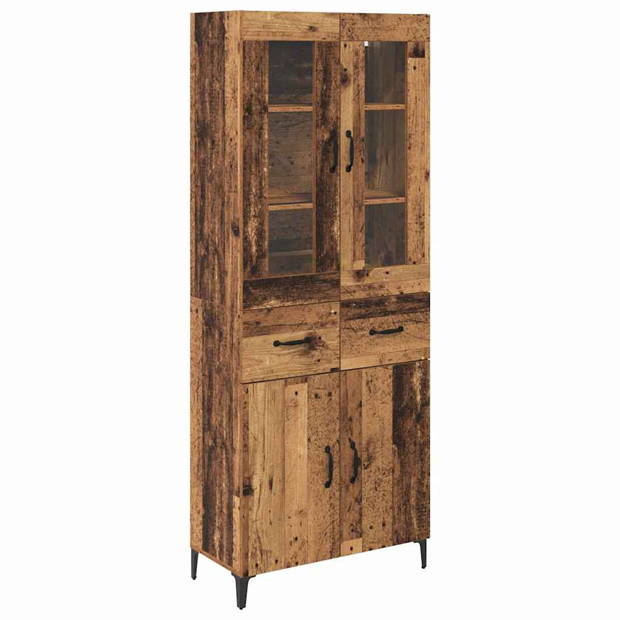 Highboard met lade Oud Hout 69,5 x 34 x 180 cm Bewerkt hout