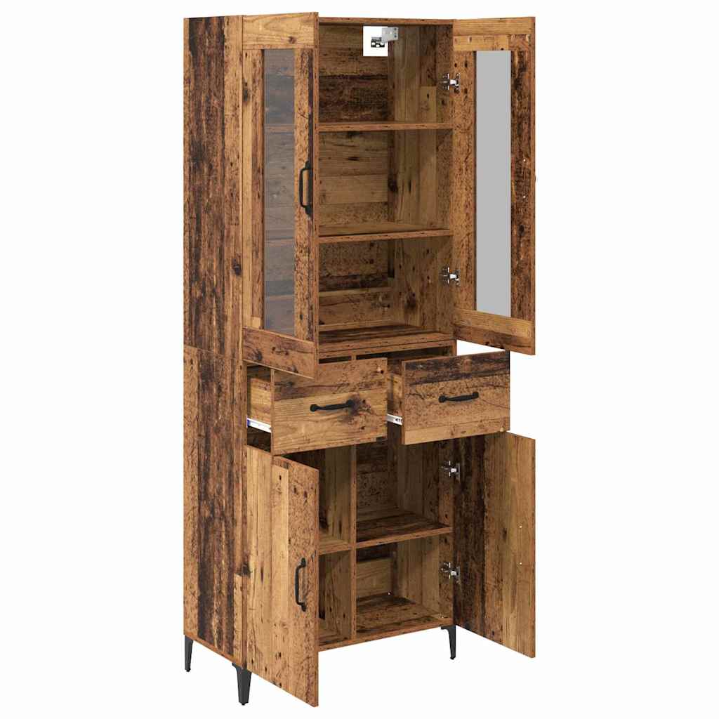 Highboard met lade Oud Hout 69,5 x 34 x 180 cm Bewerkt hout