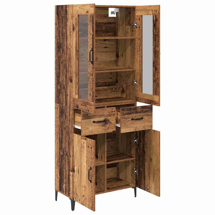 Highboard met lade Oud Hout 69,5 x 34 x 180 cm Bewerkt hout