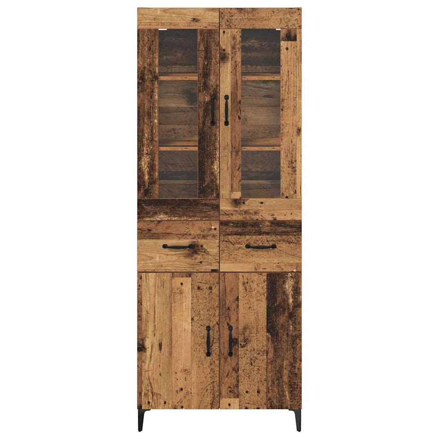 Highboard met lade Oud Hout 69,5 x 34 x 180 cm Bewerkt hout