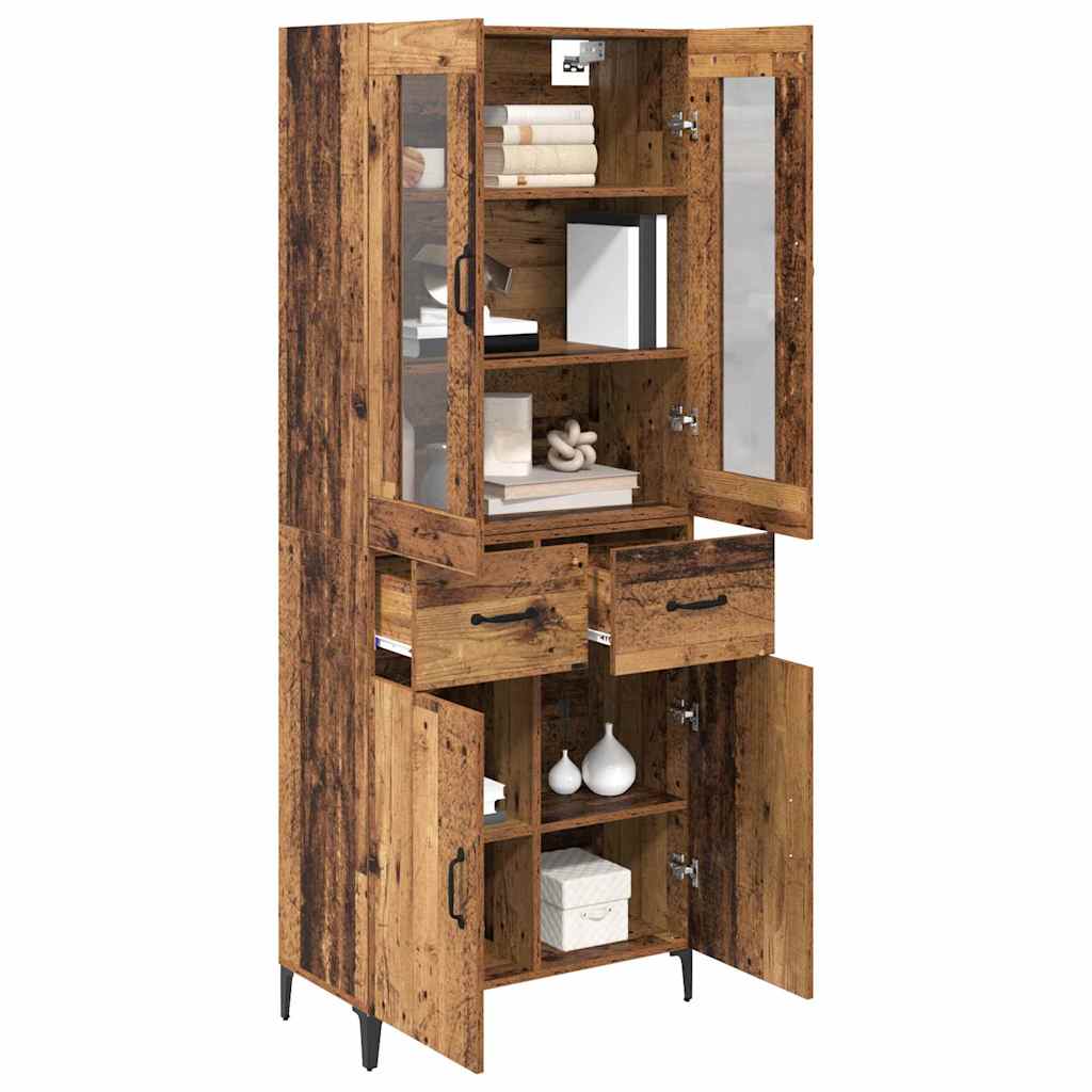 Highboard met lade Oud Hout 69,5 x 34 x 180 cm Bewerkt hout