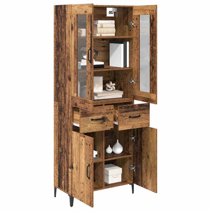 Highboard met lade Oud Hout 69,5 x 34 x 180 cm Bewerkt hout