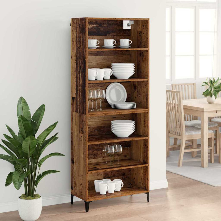Hoge kast Oud Hout 69,5 x 34 x 180 cm Bewerkt hout