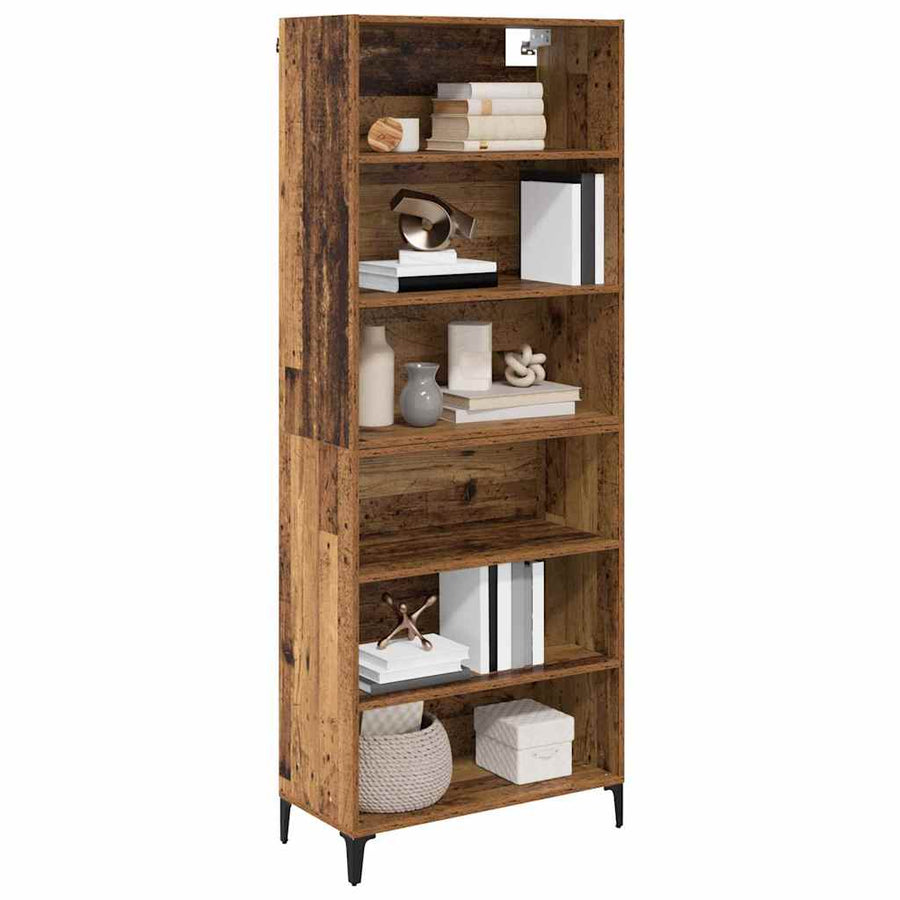 Hoge kast Oud Hout 69,5 x 34 x 180 cm Bewerkt hout