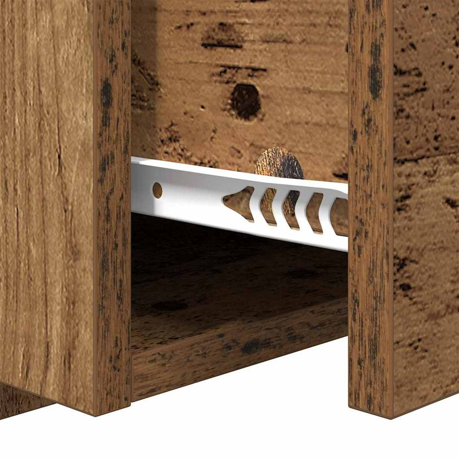 Hoofdbord Met Kast met lade 3 pcs Oud Hout Bewerkt hout