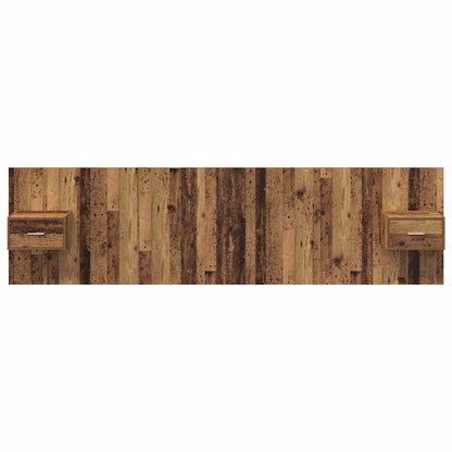 Hoofdbord Met Kast met lade 3 pcs Oud Hout Bewerkt hout
