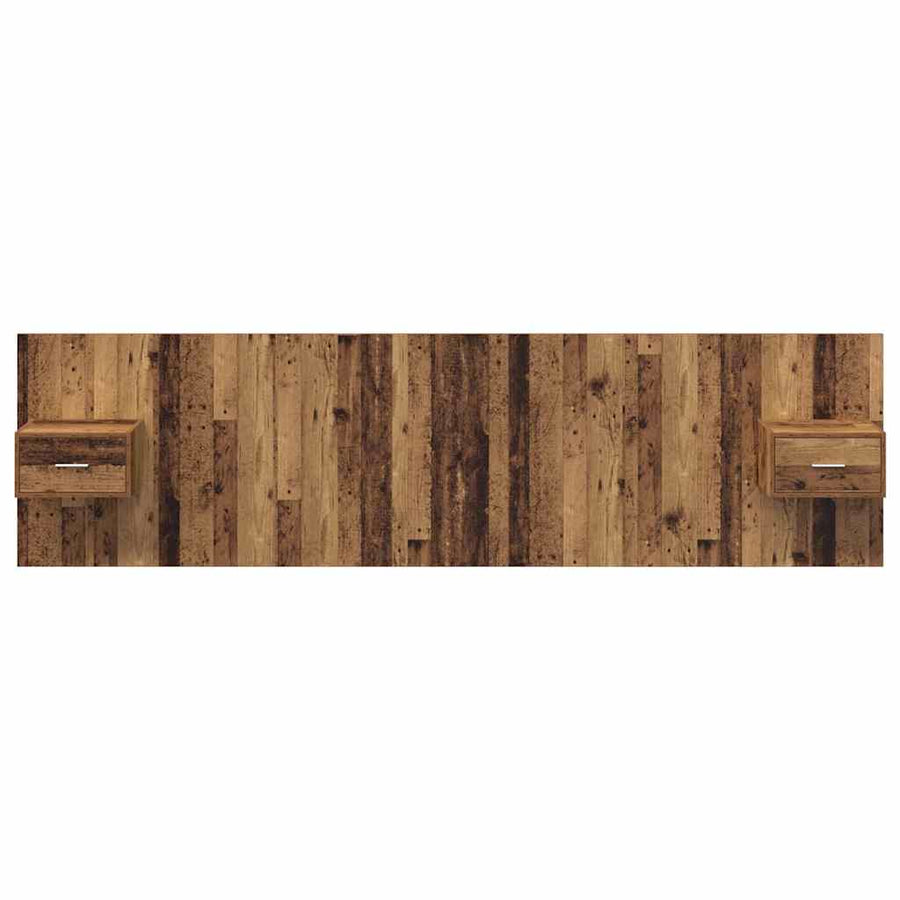 Hoofdbord Met Kast met lade 3 pcs Oud Hout Bewerkt hout