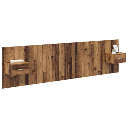 Hoofdbord Met Kast met lade 3 pcs Oud Hout Bewerkt hout