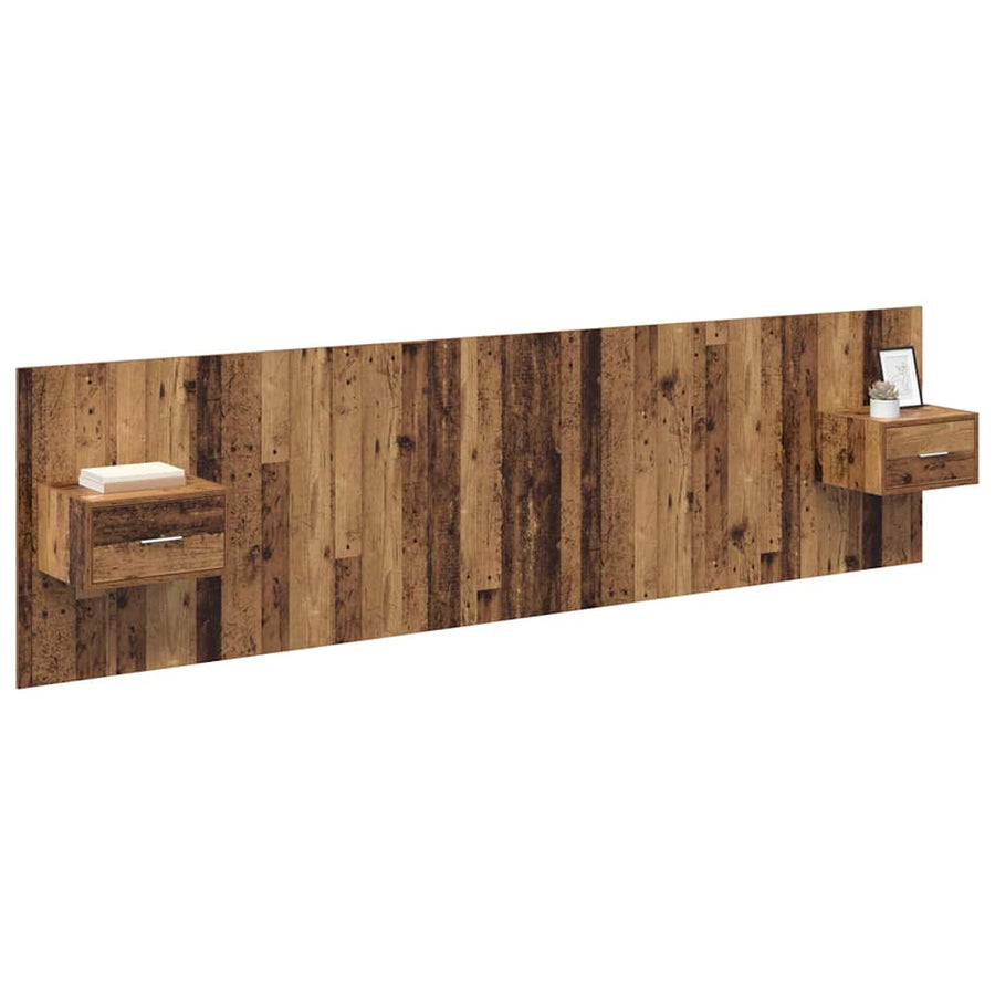 Hoofdbord Met Kast met lade 3 pcs Oud Hout Bewerkt hout