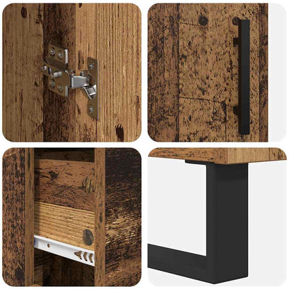 Hoge kast met lade 2 pcs Oud Hout Geengineerd Hout en Glas