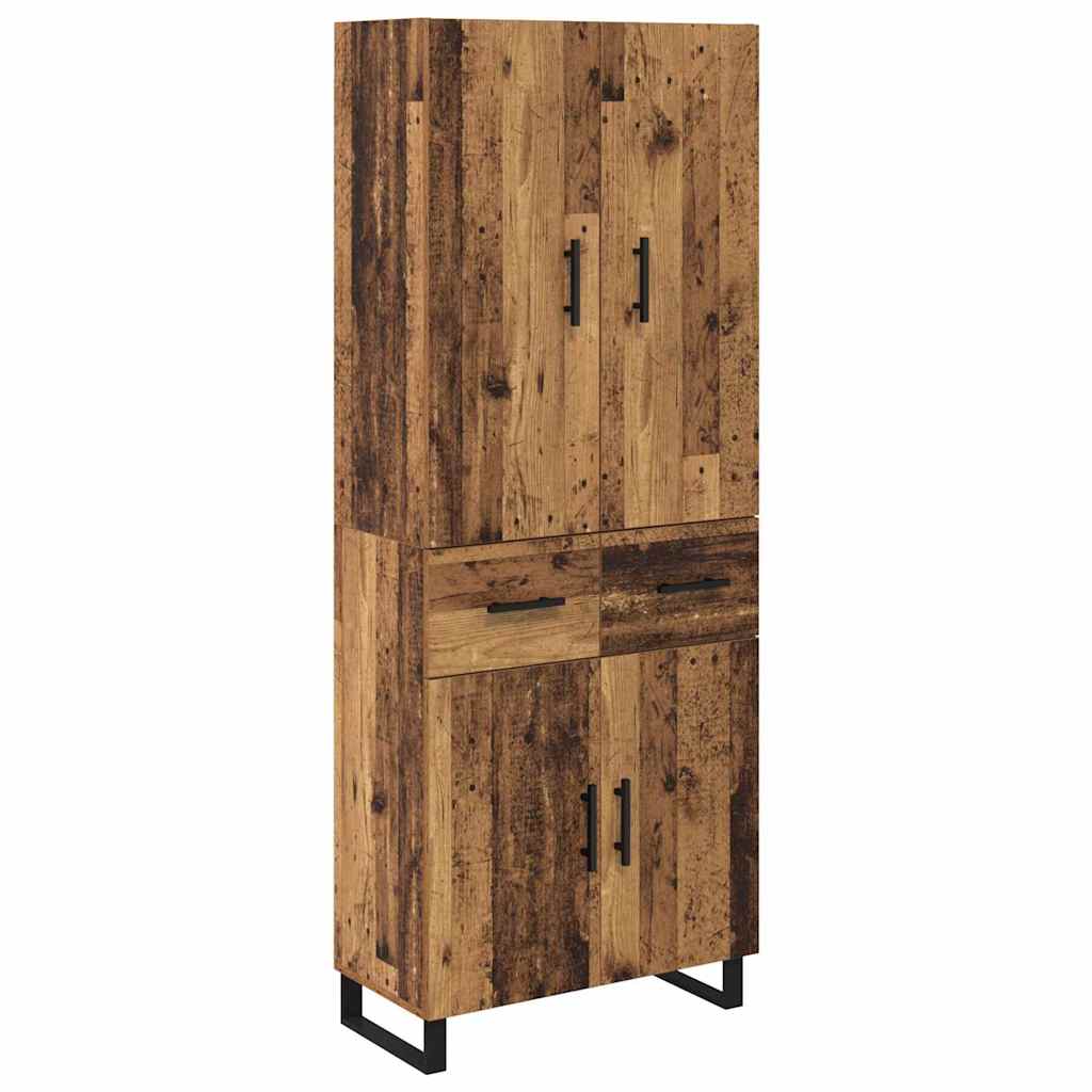 Hoge kast met lade 2 pcs Oud Hout Geengineerd Hout en Glas