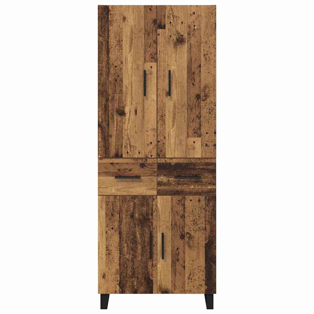 Hoge kast met lade 2 pcs Oud Hout Geengineerd Hout en Glas
