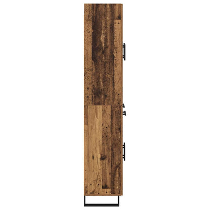 Hoge kast met lade 2 pcs Oud Hout Geengineerd Hout en Glas
