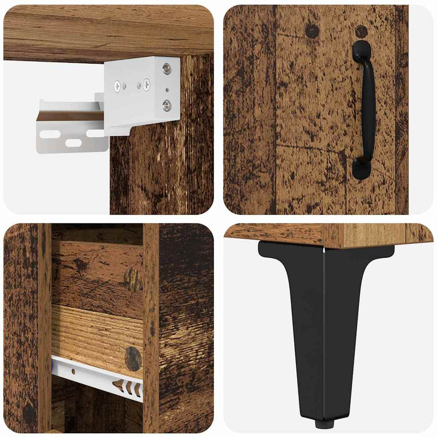 Hoge kast met lade Oud Hout 69,5 x 34 x 180 cm Bewerkt hout