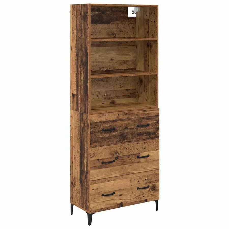 Hoge kast met lade Oud Hout 69,5 x 34 x 180 cm Bewerkt hout