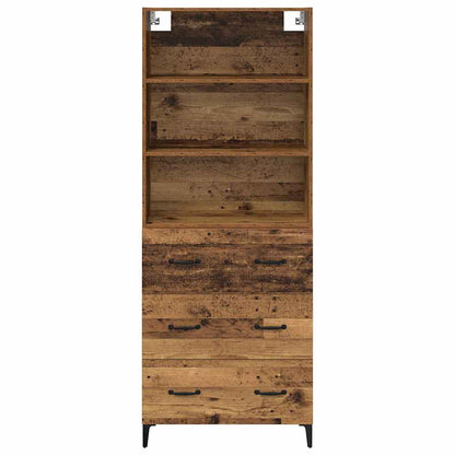 Hoge kast met lade Oud Hout 69,5 x 34 x 180 cm Bewerkt hout