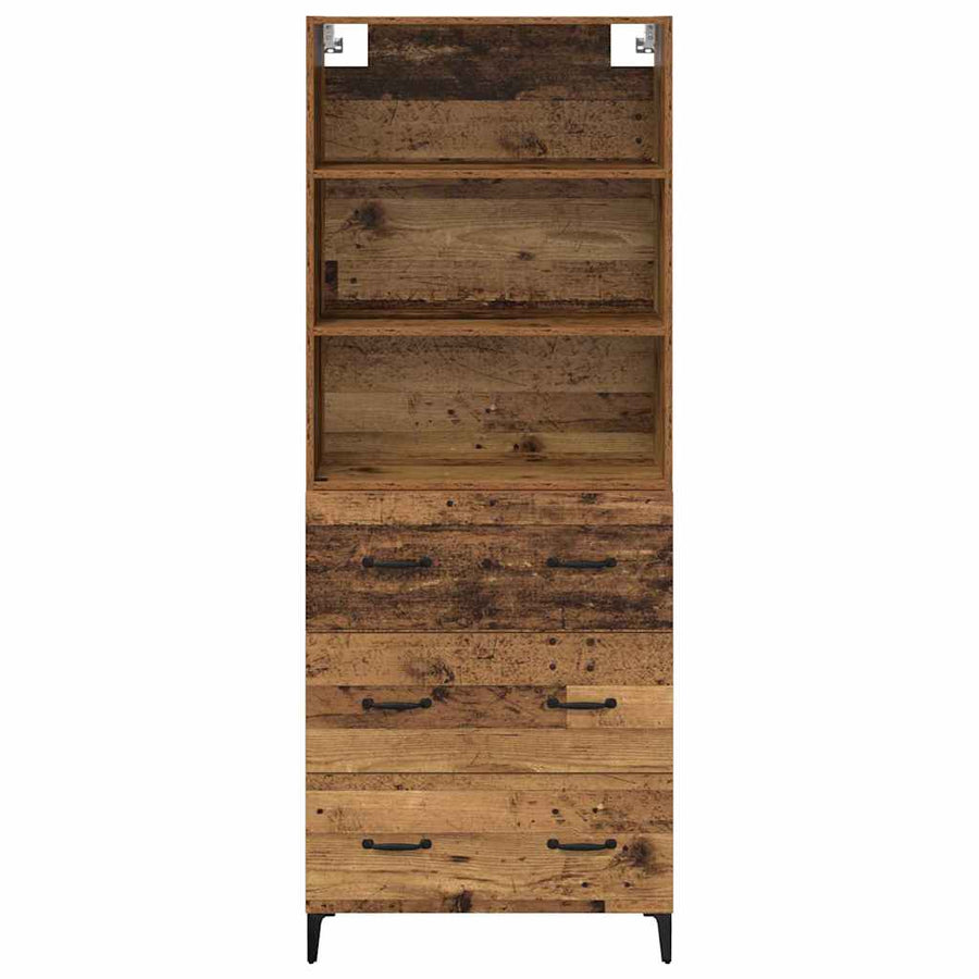 Hoge kast met lade Oud Hout 69,5 x 34 x 180 cm Bewerkt hout
