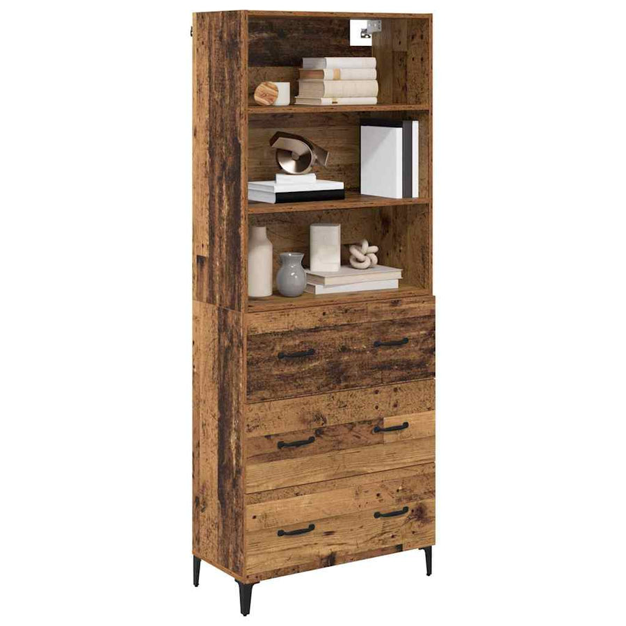 Hoge kast met lade Oud Hout 69,5 x 34 x 180 cm Bewerkt hout