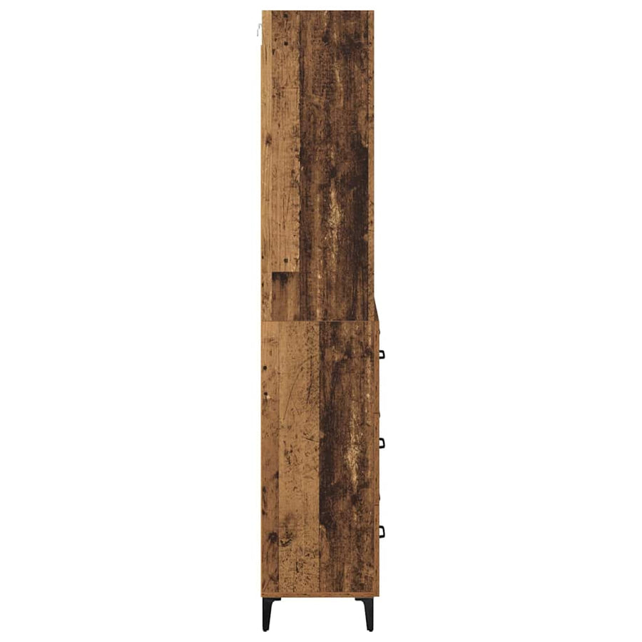 Hoge kast met lade Oud Hout 69,5 x 34 x 180 cm Bewerkt hout