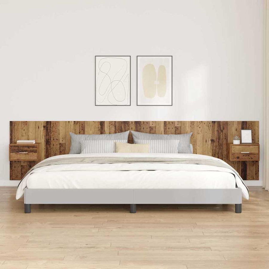 Hoofdbord Met Kast met lade 3 pcs Oud Hout Bewerkt hout