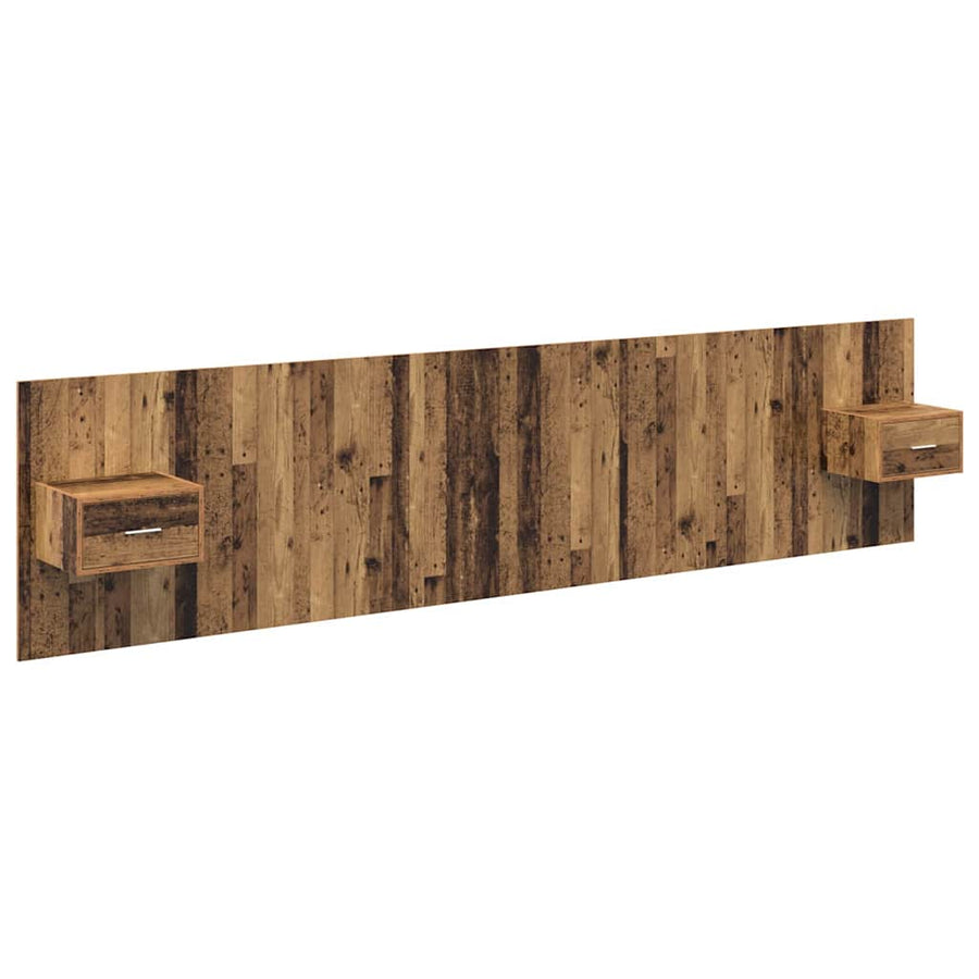 Hoofdbord Met Kast met lade 3 pcs Oud Hout Bewerkt hout