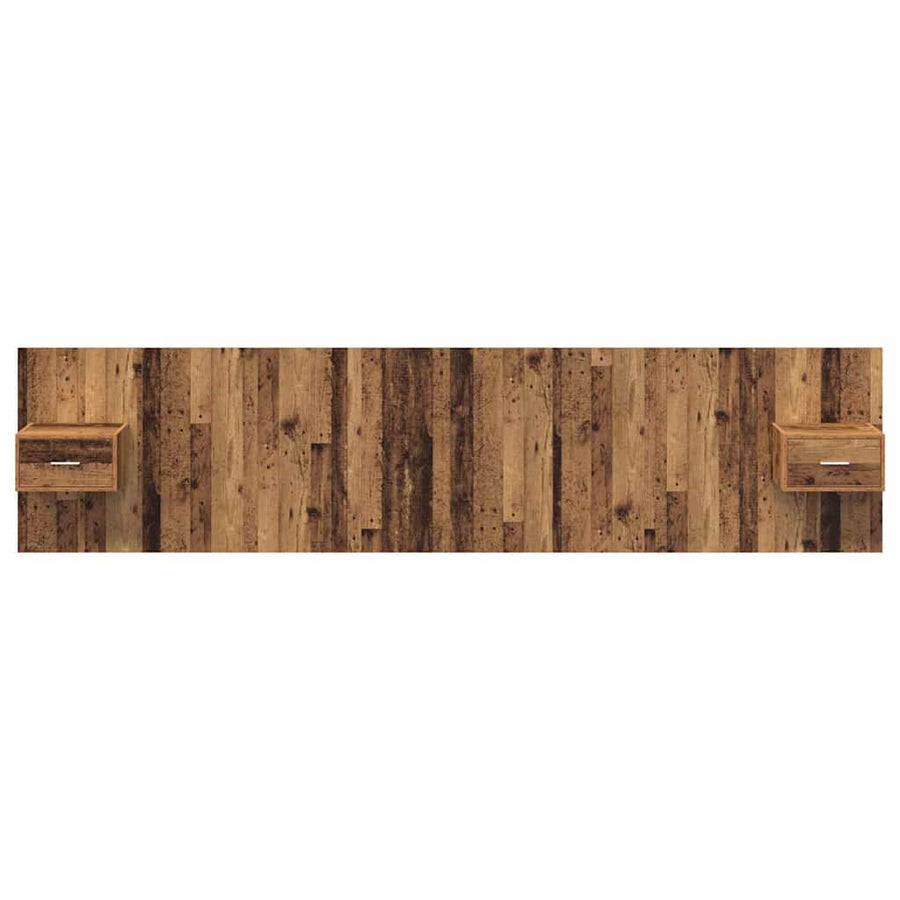 Hoofdbord Met Kast met lade 3 pcs Oud Hout Bewerkt hout