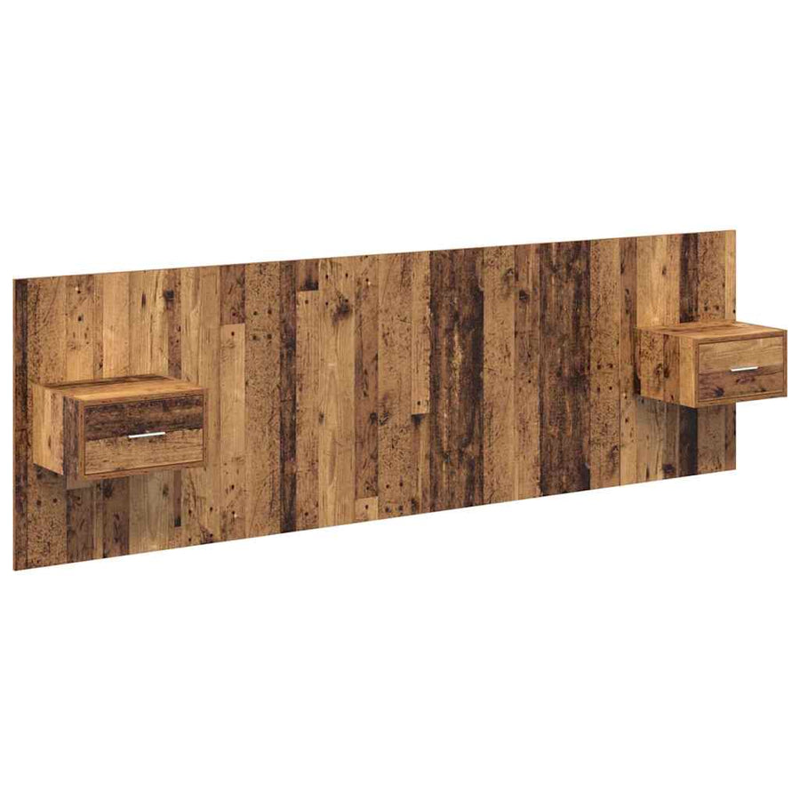 Hoofdbord Met Kast met lade 3 pcs Oud Hout Bewerkt hout