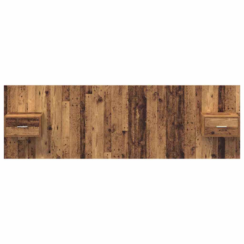Hoofdbord Met Kast met lade 3 pcs Oud Hout Bewerkt hout