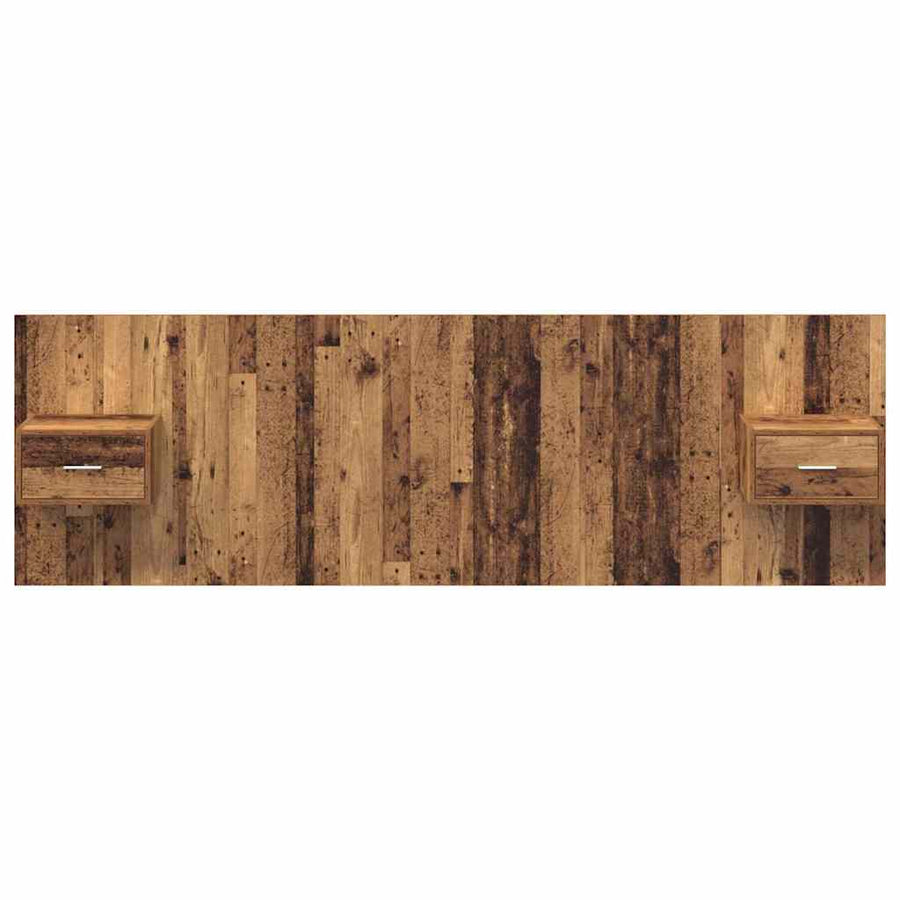 Hoofdbord Met Kast met lade 3 pcs Oud Hout Bewerkt hout