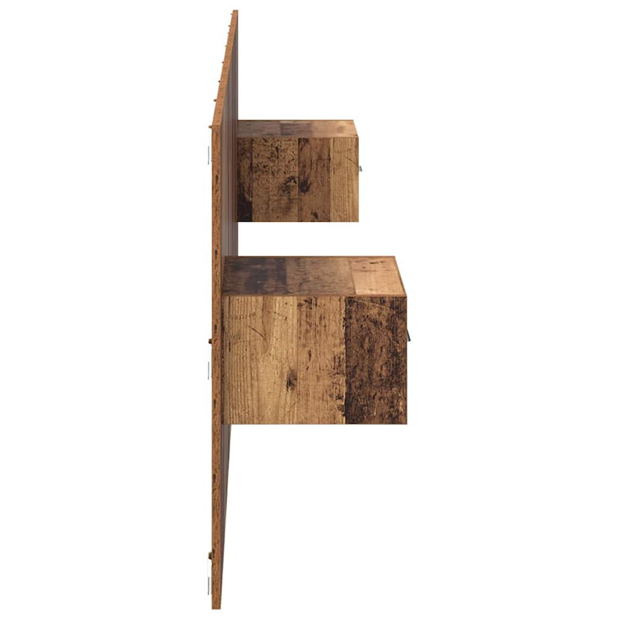 Hoofdbord Met Kast met lade 3 pcs Oud Hout Bewerkt hout