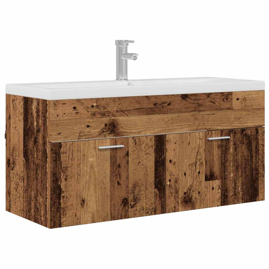 Badkamerkast met lade Oud Hout 100 x 38,5 x 46 cm Bewerkt hout