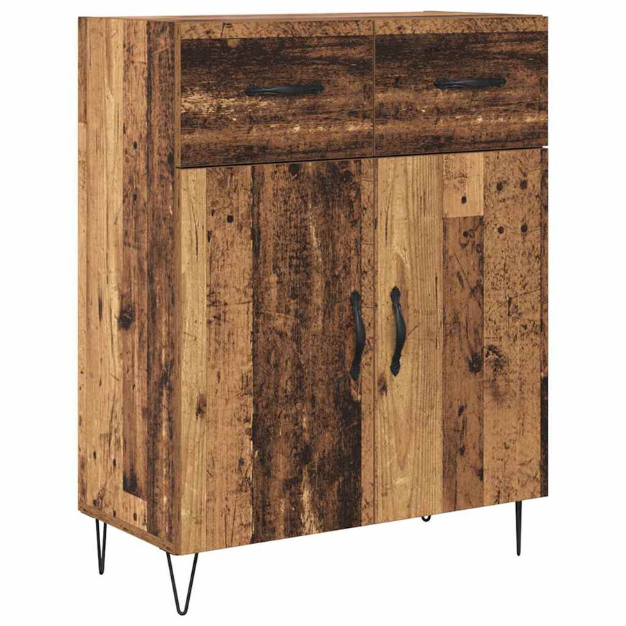 Hoge kast met lade 2 pcs Oud Hout Geengineerd Hout en Glas